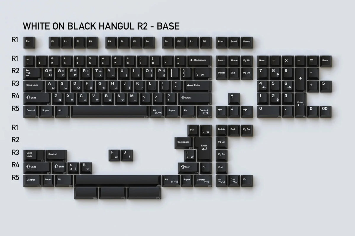 GMK White on Black Hangul R2 週末セール gmk_cyl_hangul_wob_r2_base_129